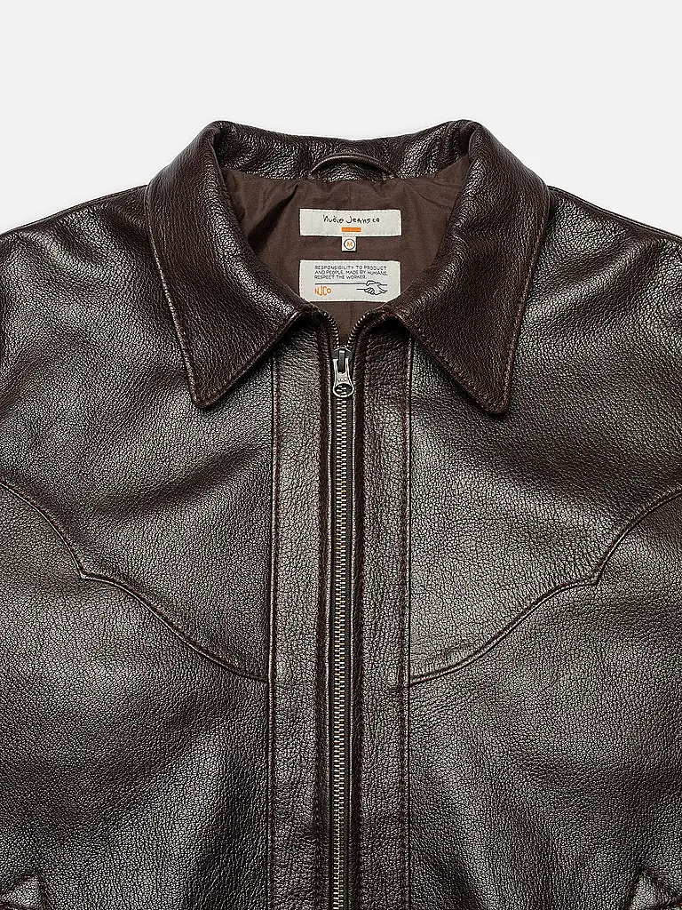 NUDIE JEANS | Giacca in pelle JOPPE WESTERN | Marrone