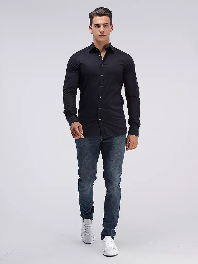 OLYMP LEVEL FIVE | Camicia Body Fit (maniche extra lunghe) | Nero