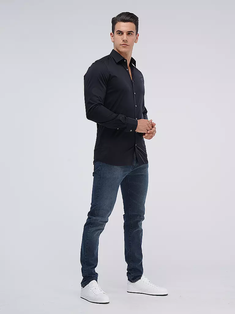 OLYMP LEVEL FIVE | Camicia Body Fit (maniche extra lunghe) | Nero