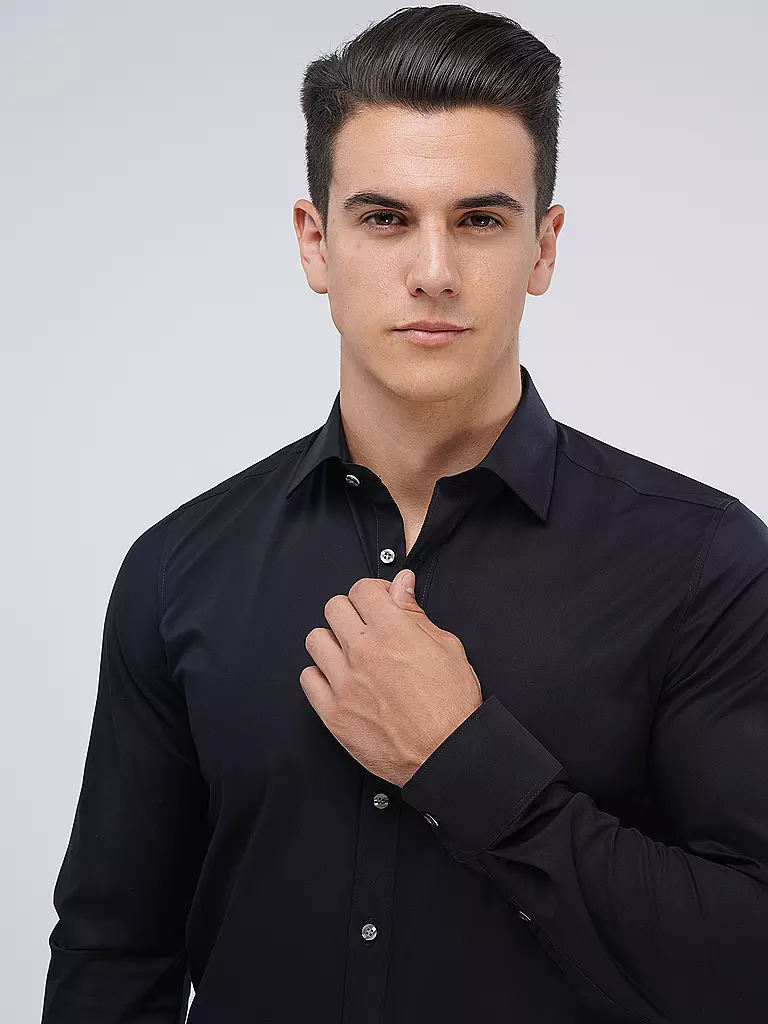 OLYMP LEVEL FIVE | Camicia Body Fit (maniche extra lunghe) | Nero