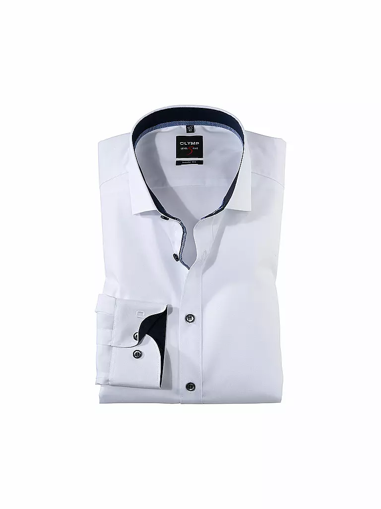 OLYMP LEVEL FIVE | Camicia Body Fit Maniche Extra Lunghe | Bianco