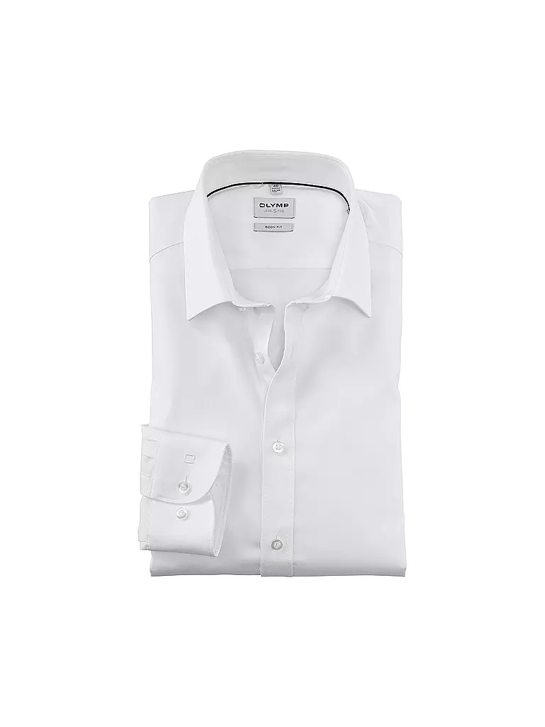 OLYMP LEVEL FIVE | Camicia Body Fit Maniche Extra Lunghe | Bianco