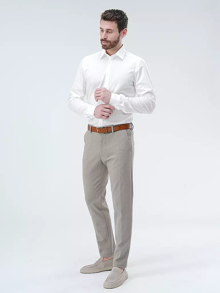 OLYMP LEVEL FIVE | Camicia Body Fit Maniche Extra Lunghe | Bianco