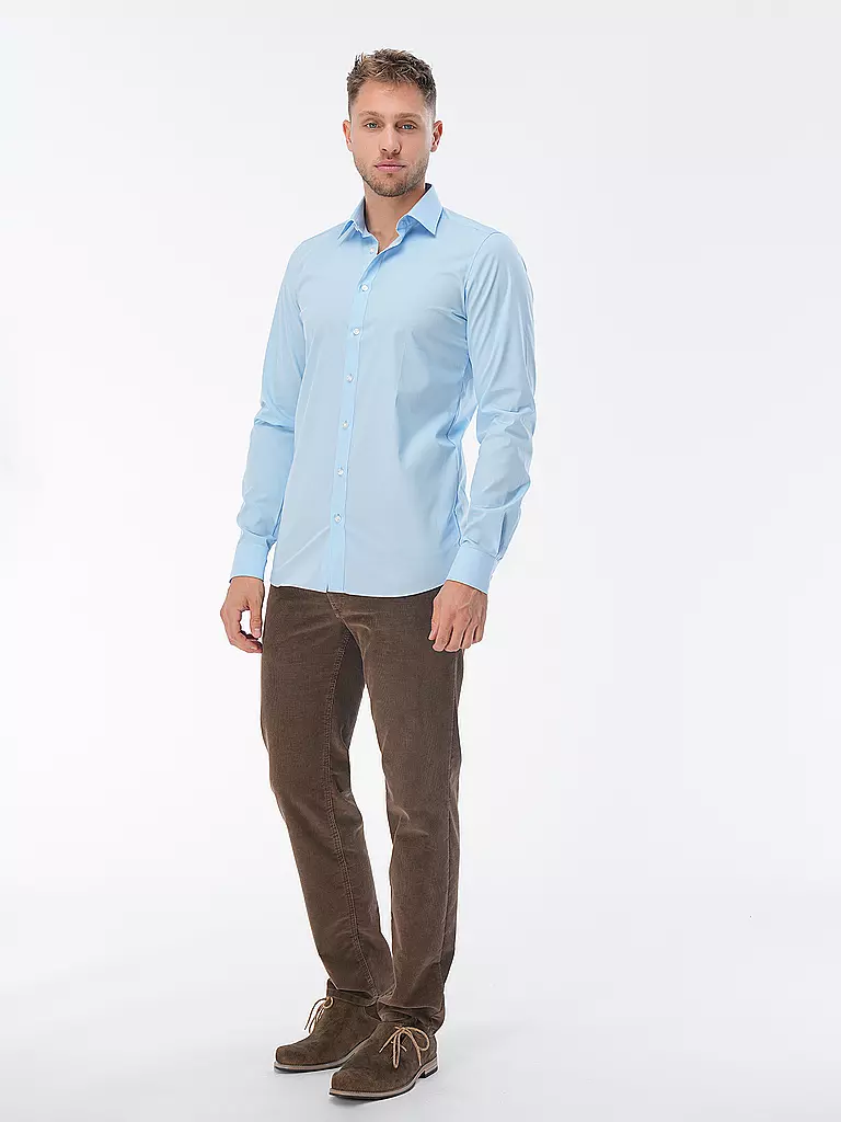 OLYMP LEVEL FIVE | Camicia Body Fit Maniche Extra Lunghe | Blu chiaro