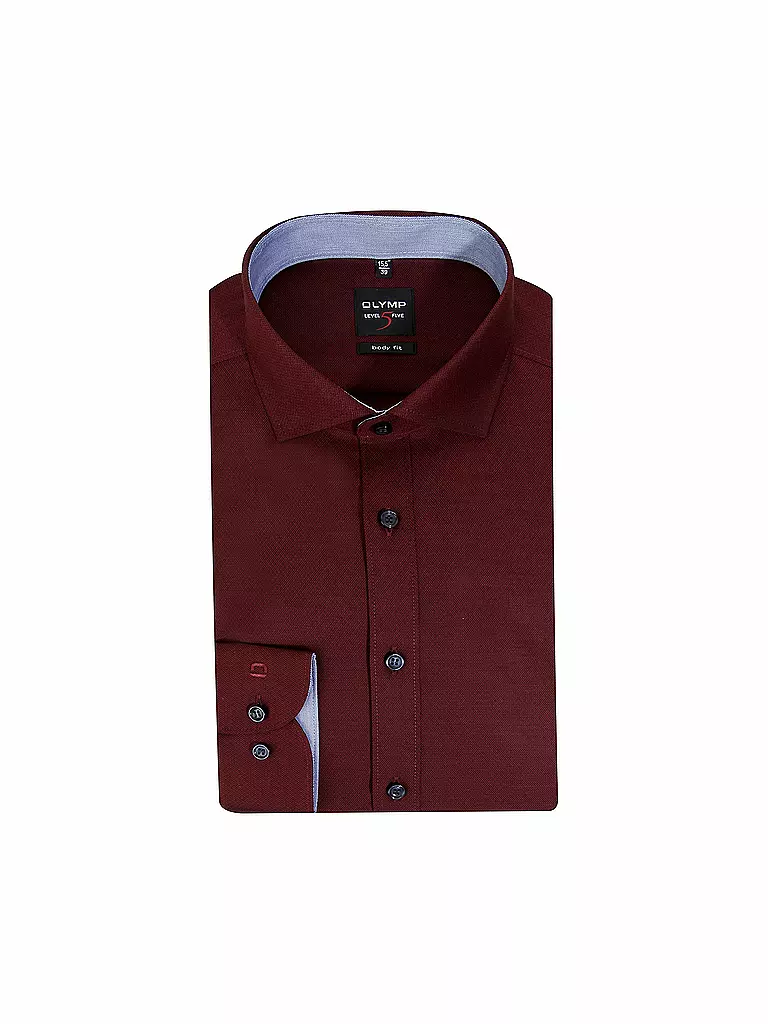 OLYMP LEVEL FIVE | Camicia Body Fit | Rosso scuro