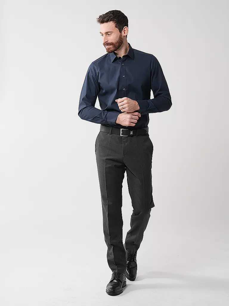 OLYMP LEVEL FIVE | Camicia Body Fit | Blu scuro