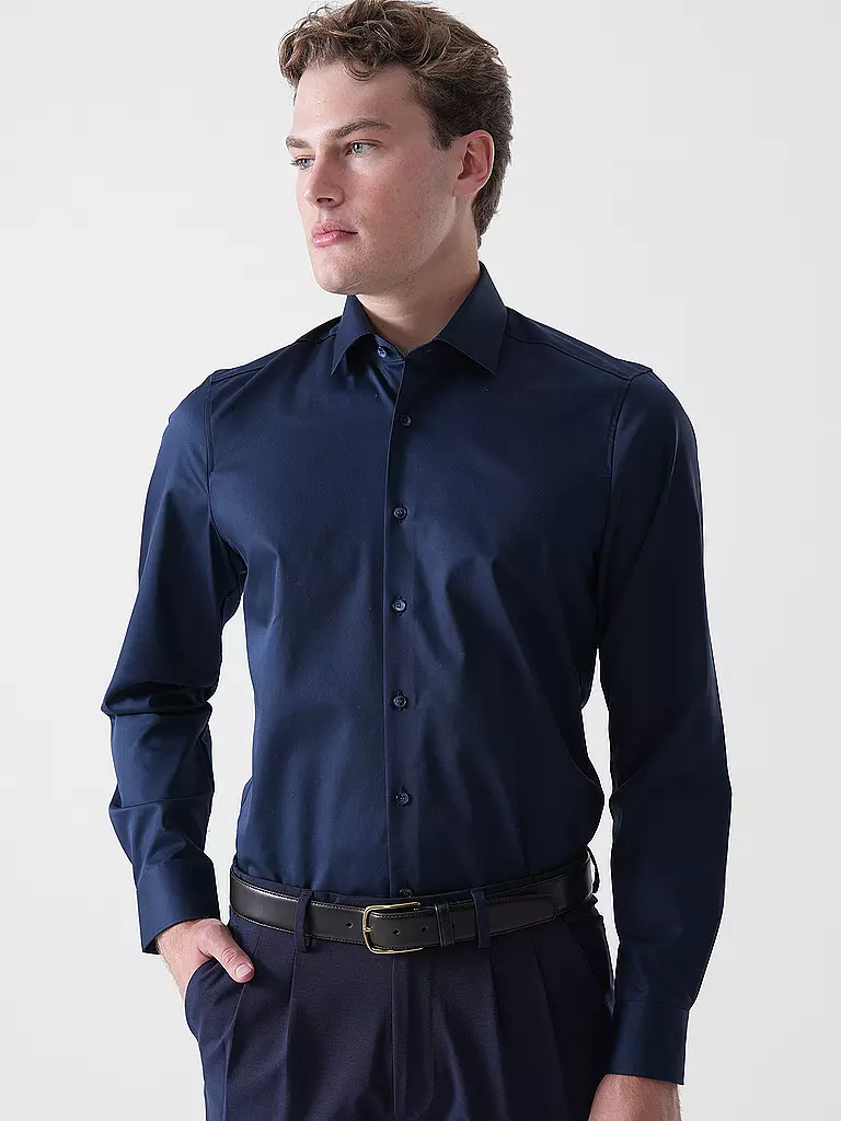 OLYMP LEVEL FIVE | Camicia Body Fit | Blu scuro