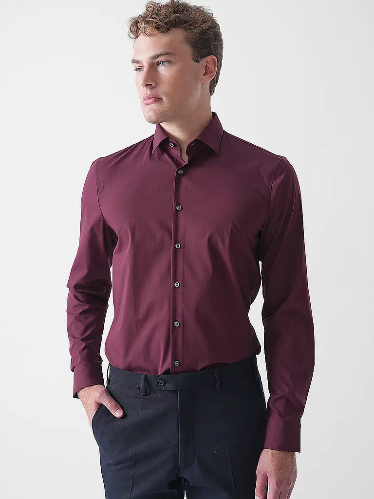 OLYMP NO.6 | Camicia Regular Fit | Rosso scuro