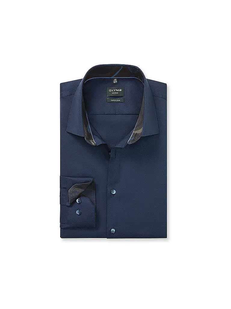 OLYMP NO.6 | Camicia Super Slim Fit | Blu scuro