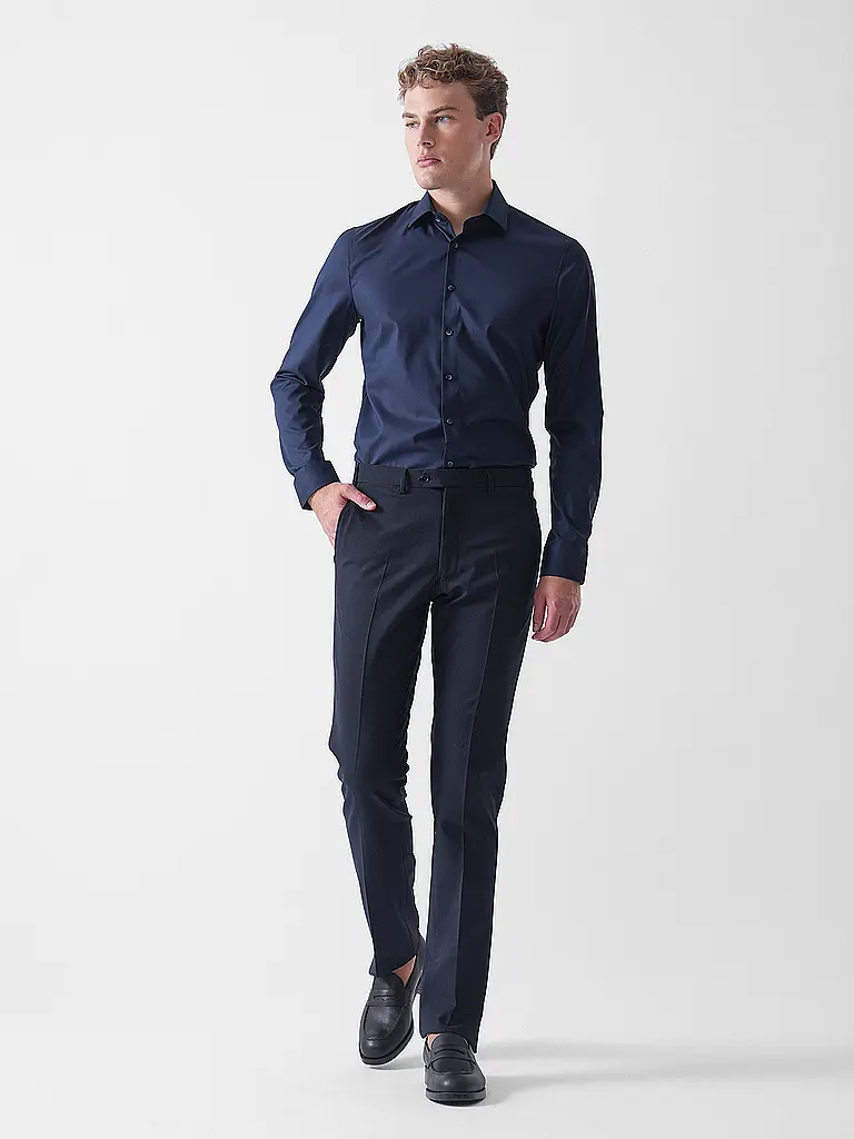 OLYMP NO.6 | Camicia Super Slim Fit | Blu scuro