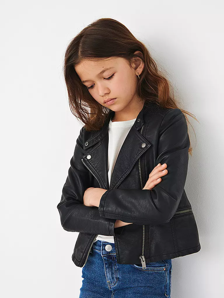 ONLY | Giacca da biker da ragazza in similpelle KONFREYA | Nero
