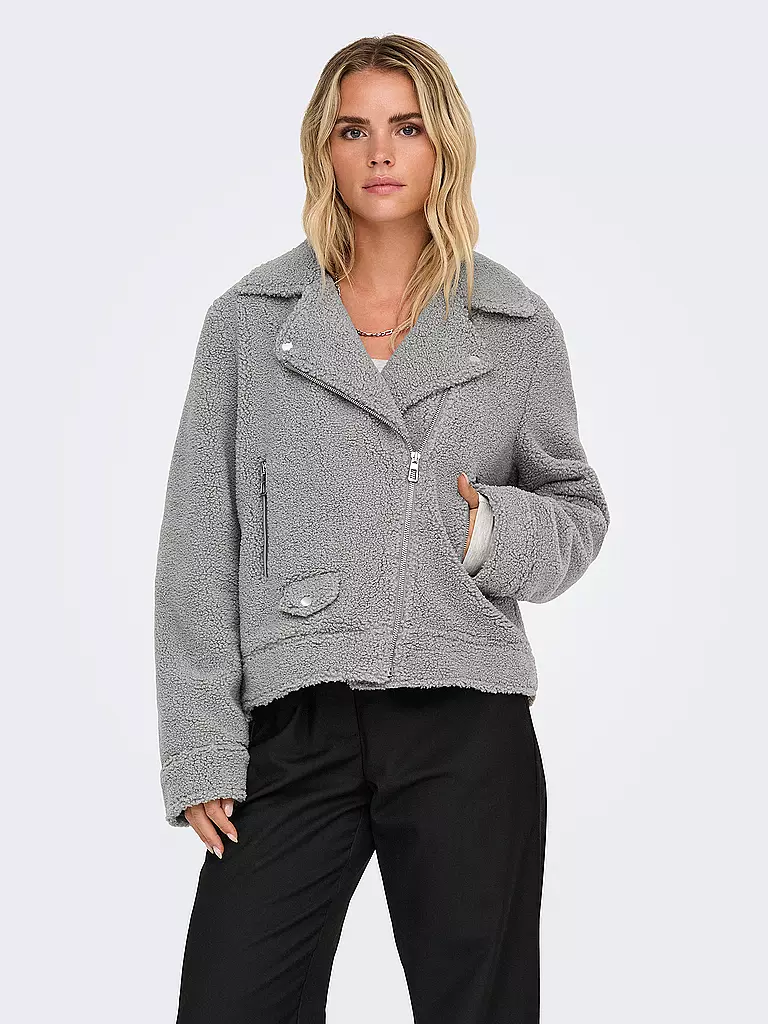ONLY | Giacca in pelliccia sintetica ONLRIO TEDDY BIKER | Grigio chiaro
