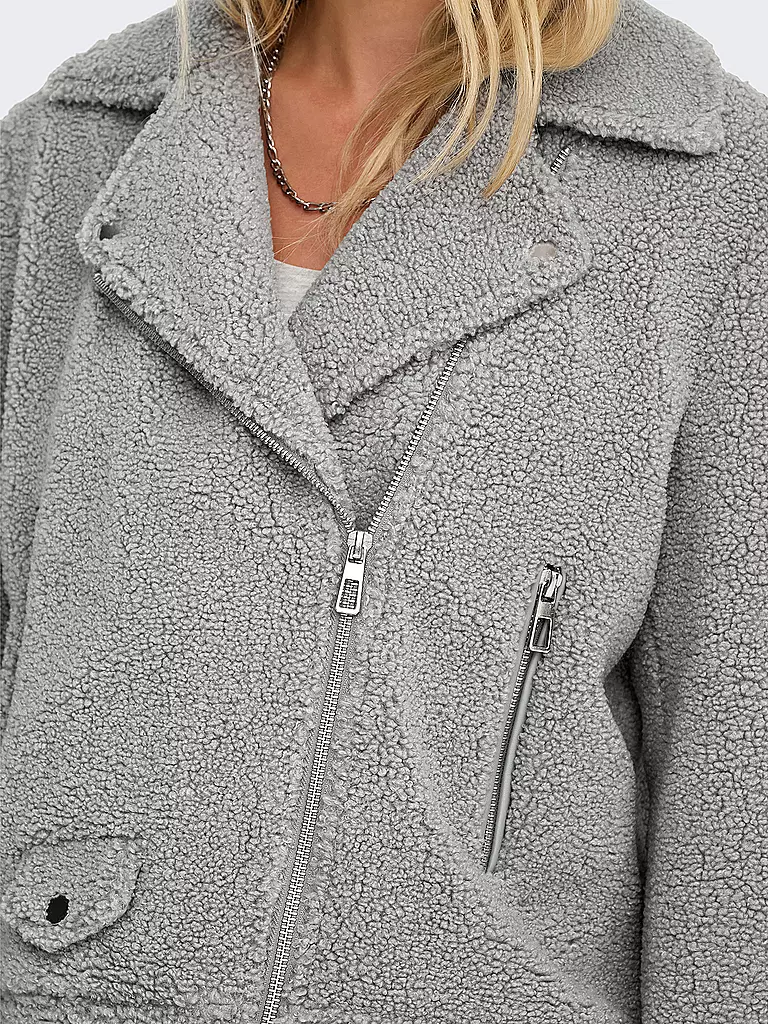 ONLY | Giacca in pelliccia sintetica ONLRIO TEDDY BIKER | Grigio chiaro