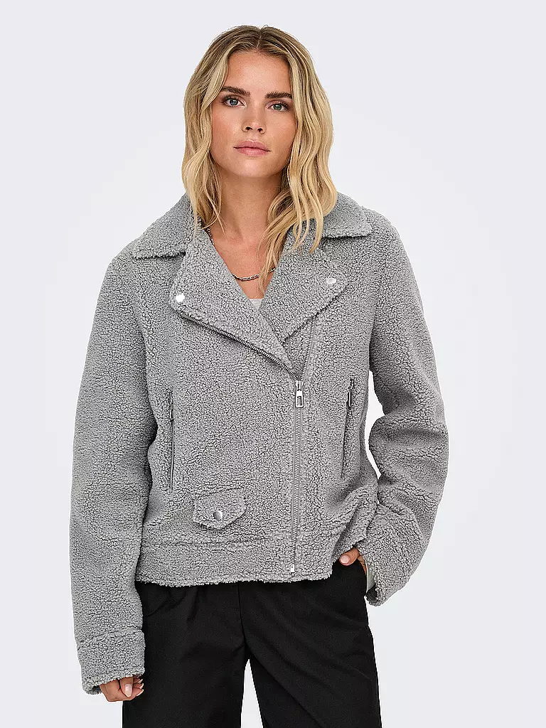 ONLY | Giacca in pelliccia sintetica ONLRIO TEDDY BIKER | Grigio chiaro