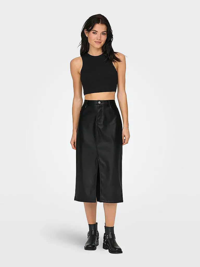 ONLY | Midirock in Lederoptik  | Nero