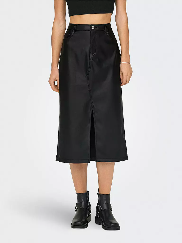 ONLY | Midirock in Lederoptik  | Nero