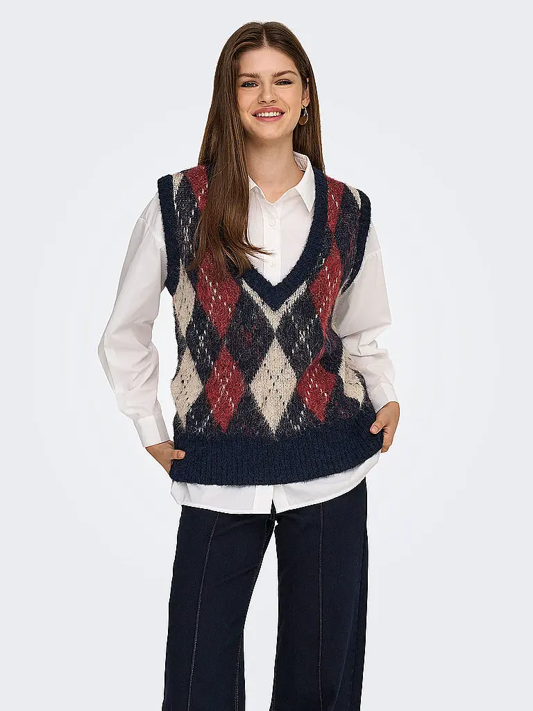 ONLY | Pullunder ONLNOEME
Marke: ONLY
Farbe: bunt
Kategorien: Mode,Damen
Tags: Fashion Tipp

Ärmellänge: ohne Arm
Ausschnitt: V-Ausschnitt
Material: Polyester / Polyamid,Polyacryl / Acryl,Wolle,Nylon
Musterung: Allover
Passform (Oberbekleidung): Regular
Stil: | 