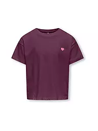 ONLY | T-shirt da ragazza KOGMAIKEN LIFE CROPHEART | Rosso scuro