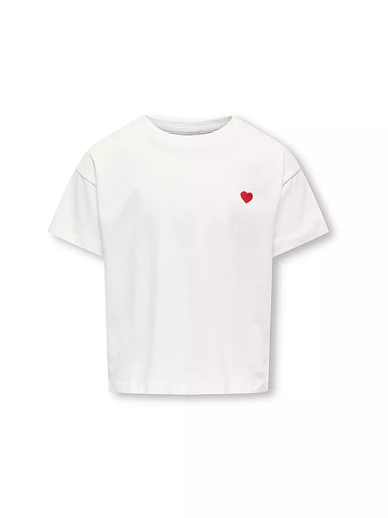 ONLY | T-shirt da ragazza KOGMAIKEN LIFE CROPHEART | Bianco