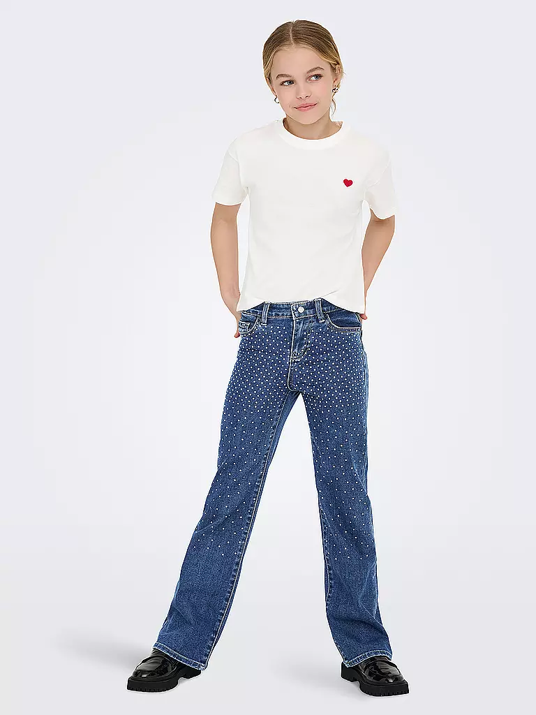 ONLY | T-shirt da ragazza KOGMAIKEN LIFE CROPHEART | Bianco