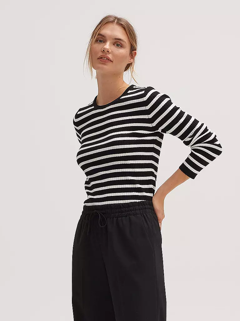 OPUS | Langarmshirt PIJANO STRIPE | Nero