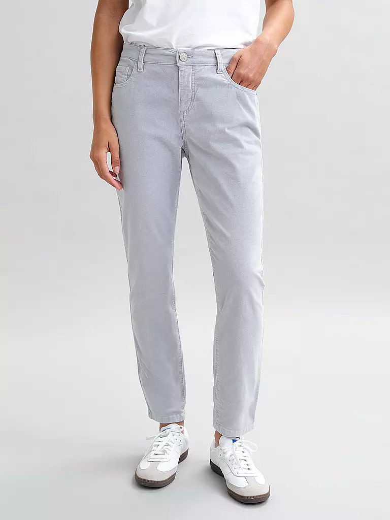 OPUS | Pantaloni di velluto a coste slim fit EVITA GLAZED | Grigio chiaro