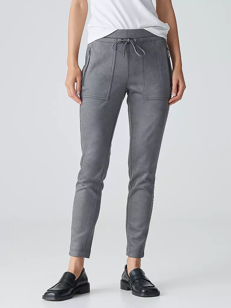 OPUS | Pantaloni effetto pelle ELVINA CARGO | Grigio