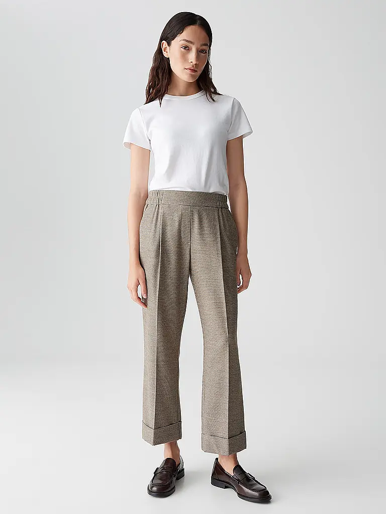 OPUS | Pantaloni Jogging Fit MAIKITO PEPITA | Marrone chiaro