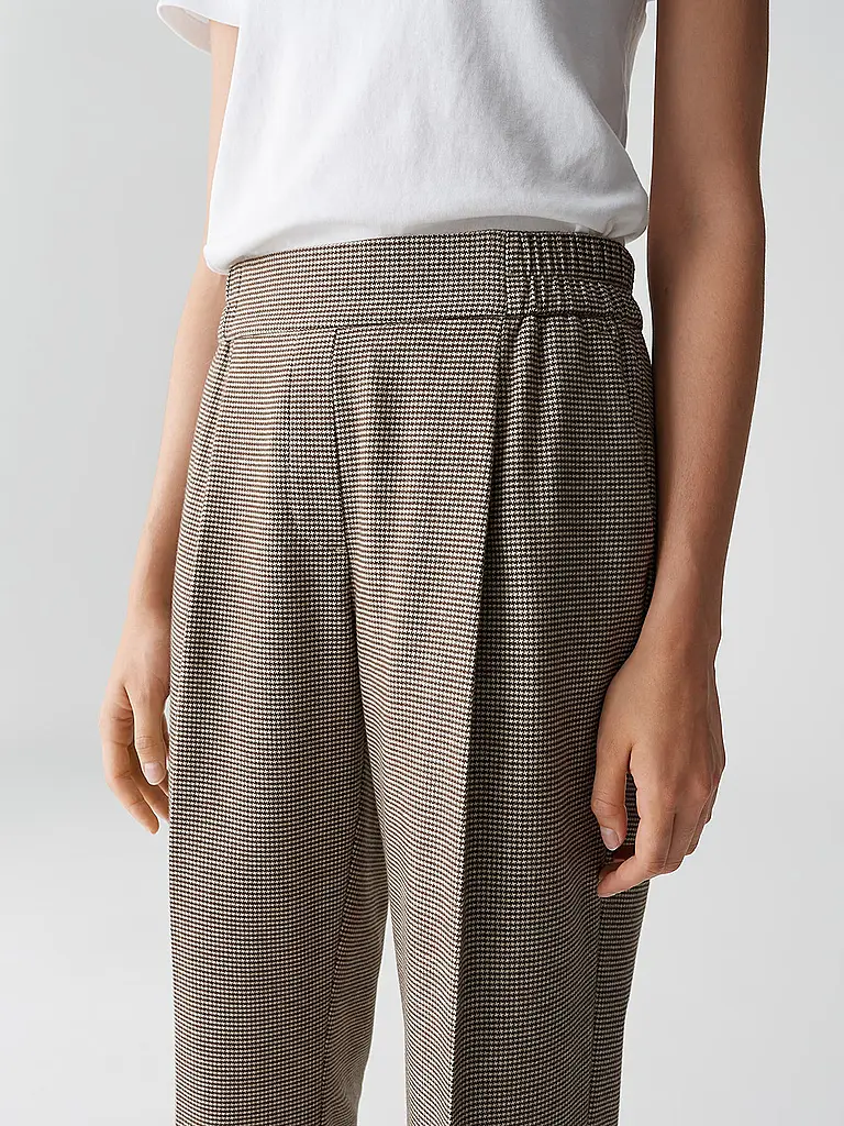 OPUS | Pantaloni Jogging Fit MAIKITO PEPITA | Marrone chiaro