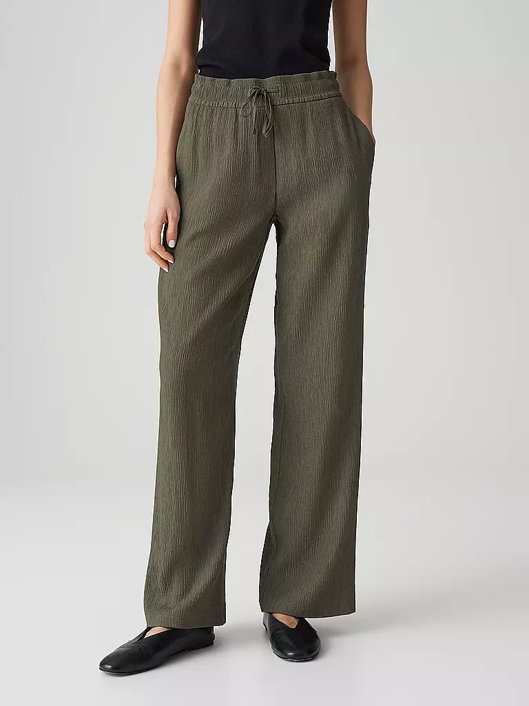 OPUS | Pantaloni Jogging Fit MAROU CRINKLE | Verde scuro