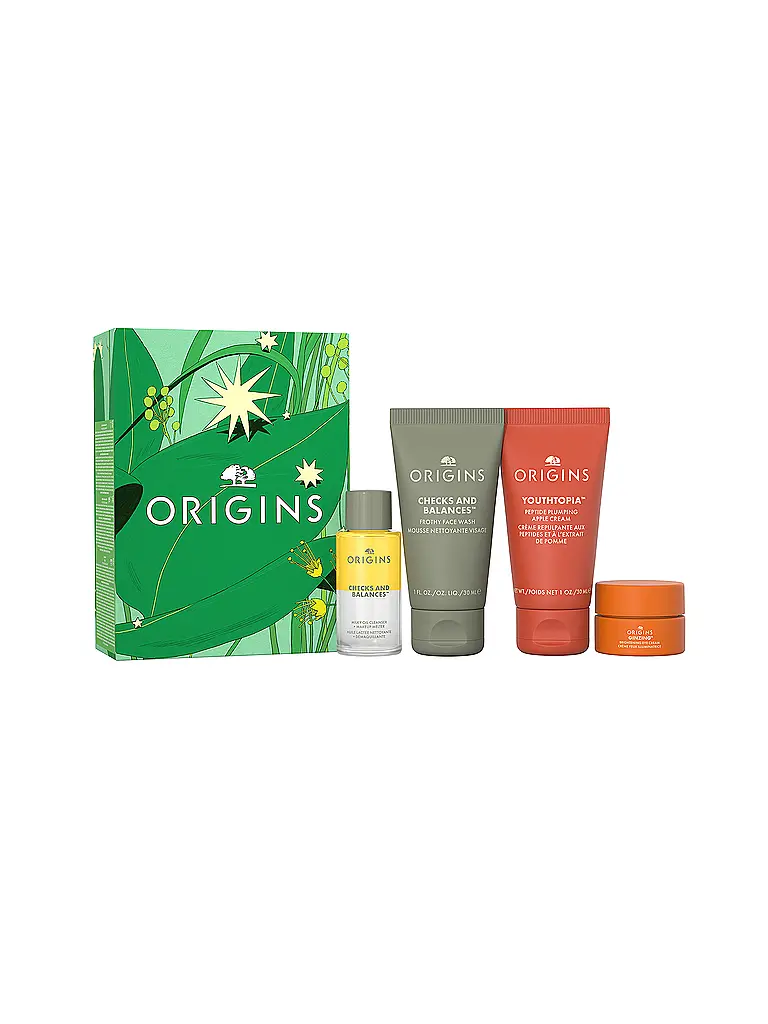 ORIGINS | CLEANSE & GLOW ESSENTIALS Il nostro set di elementi essenziali per la cura della pelle più amato 3x30ml / 5ml | Senza colore
