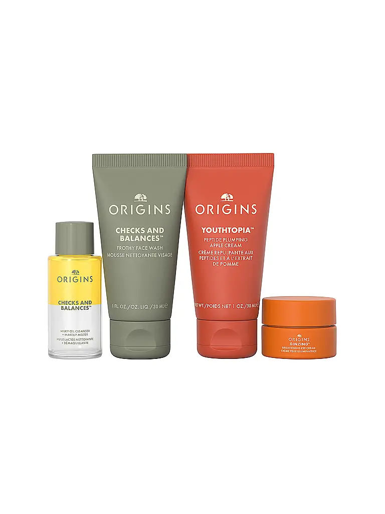 ORIGINS | CLEANSE & GLOW ESSENTIALS Il nostro set di elementi essenziali per la cura della pelle più amato 3x30ml / 5ml | Senza colore