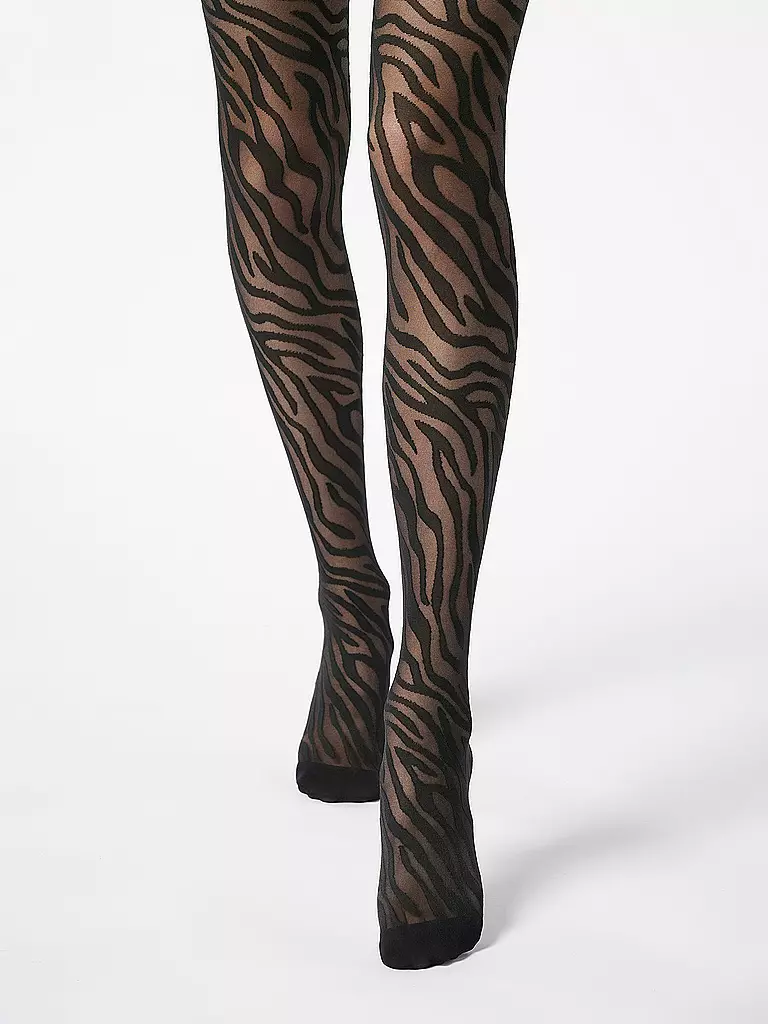 OROBLU | Collant alla moda SAVAGE ZEBRA 30 nero / nero | Nero