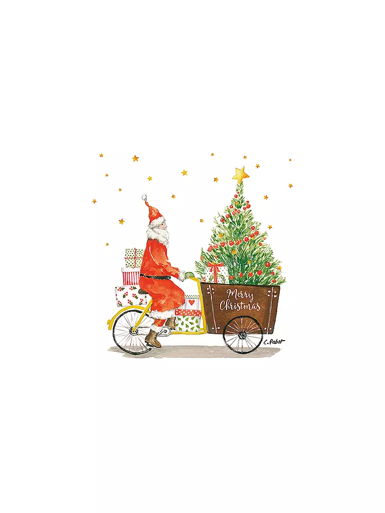 PAPER-PRODUCTS | Tovaglioli di carta per il pranzo di Natale 33x33cm CONSEGNA DI BABBO NATALE | Bianco