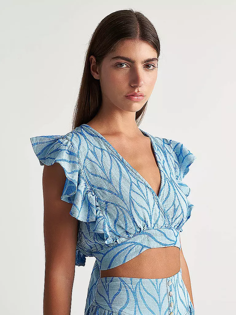 PEARL & CAVIAR | Top corto aderente ZAKAR | Blu
