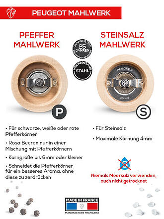 PEUGEOT | Set macinapepe e macinasale TAHITI LUFT 2 pz. 15 cm faggio / azzurro e blu scuro