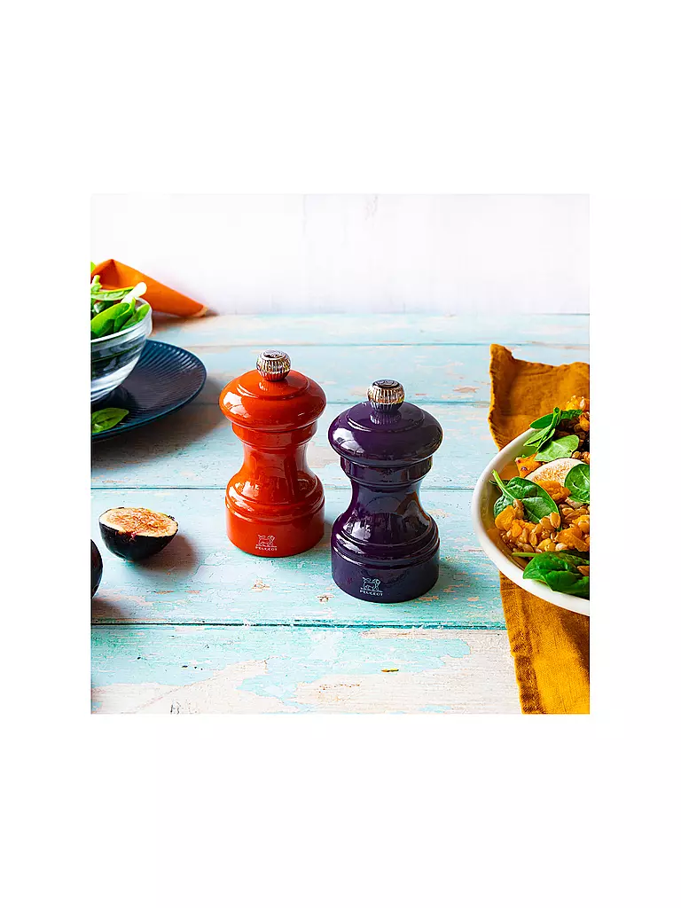 PEUGEOT | Macinino da sale BISTRORAMA 10 cm in legno di faggio/terracotta | Arancione