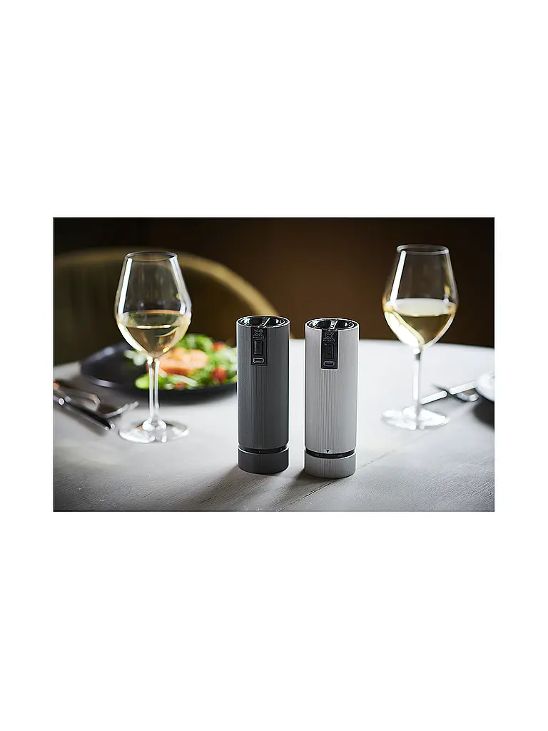 PEUGEOT | Set di macina sale e pepe elettrici ricaricabili 15 cm ELECTRIC-DUO NIGHT-LINE Alu/Nero | 