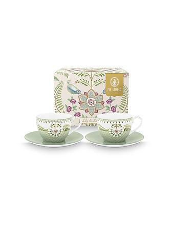 PIP STUDIO | Set di 2 tazze da cappuccino con piattini LILY & LOTUS 280ml Verde chiaro