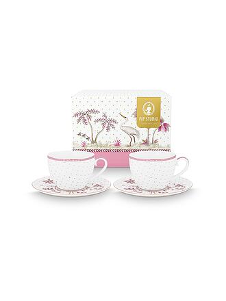 PIP STUDIO | Set di 2 tazze da cappuccino con piattino 120 ml JOLIE DOTS Oro/Rosa