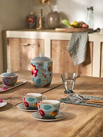 PIP STUDIO | Tazza da cappuccino con piattino Set da 2 280ml BLOOMING TALES Fantasy Blue
