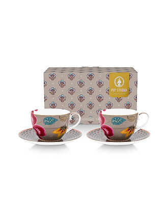 PIP STUDIO | Tazza da cappuccino con piattino set da 2 280 ml BLOOMING TALES Fantasy Khaki