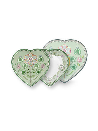PIP STUDIO | Piatto a forma di cuore 21,5 cm Set da 2 LILY&LOTUS Verde chiaro