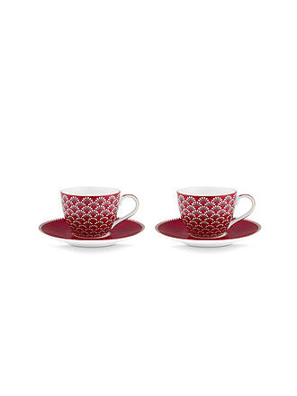 PIP STUDIO | Tazzina da caffè espresso con piattino 2 pz. BLOOMING TALES 2x120ml Fantasy Darkred