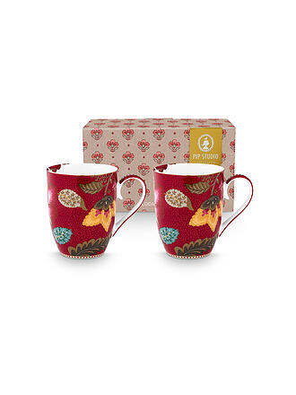 PIP STUDIO | Tazze con manico 2 pz. BLOOMING TALES 2x350ml Fantasy Darkred