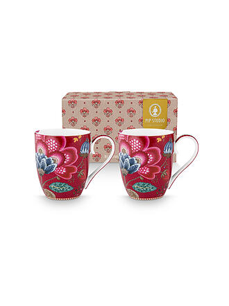PIP STUDIO | Tazze con manico 2 pz. BLOOMING TALES 2x450ml Fantasy Darkred