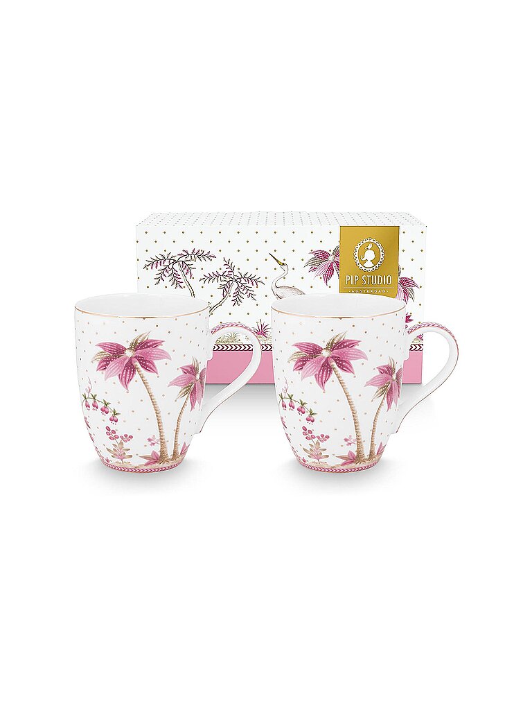 Set da 2 tazze grandi con manico 350 ml JOLIE DOTS Oro/Rosa bianco