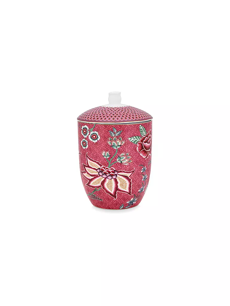 PIP STUDIO | Barattolo con coperchio 1500ml Flower Festival Rosa Scuro | Bacca