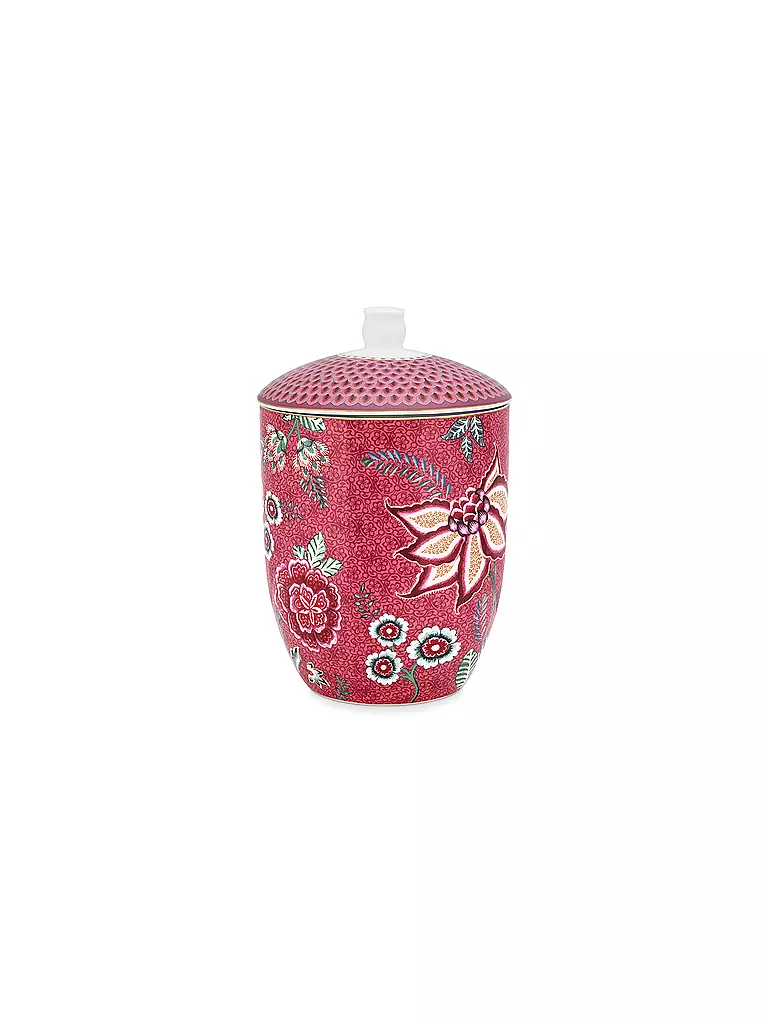 PIP STUDIO | Barattolo con coperchio 1500ml Flower Festival Rosa Scuro | Bacca