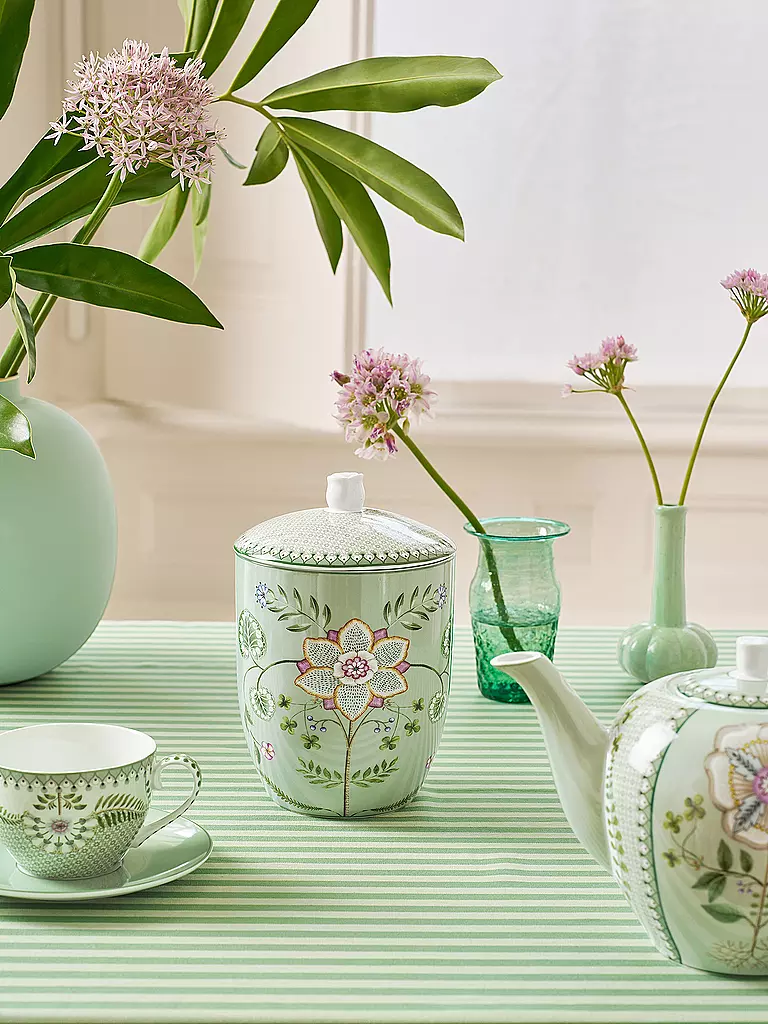 PIP STUDIO | Barattolo con coperchio LILY & LOTUS 1,5l Verde chiaro | Verde chiaro